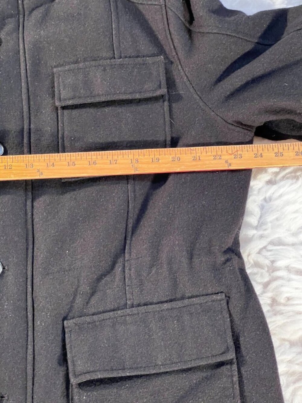 Calvin Klein Field Coat Men's Black Lg Wool Blend Zip Button 4 Pockets Solid - Picture 5 of 13